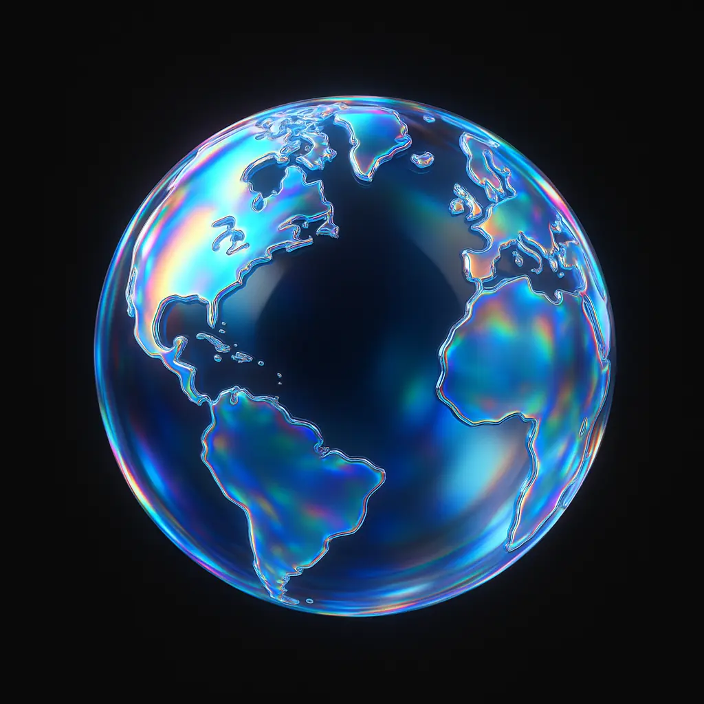 Iridescent Glass 3D Icon template planet Earth