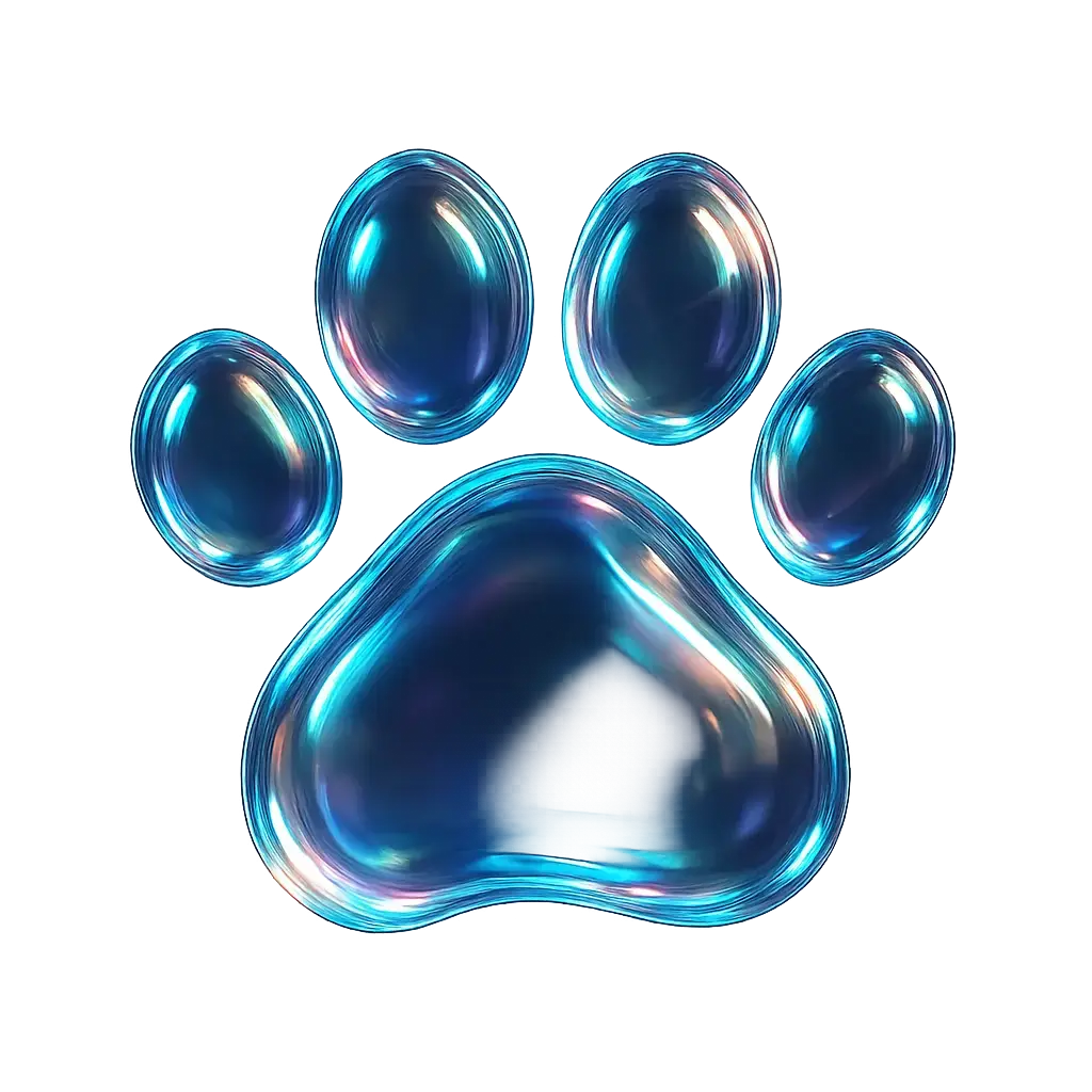 Iridescent Glass 3D Icon template paw print