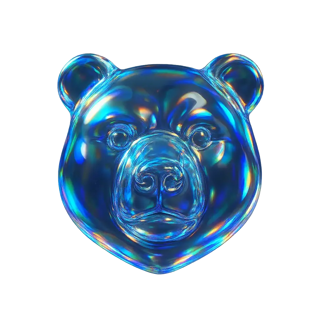 Iridescent Glass 3D Icon template bear head