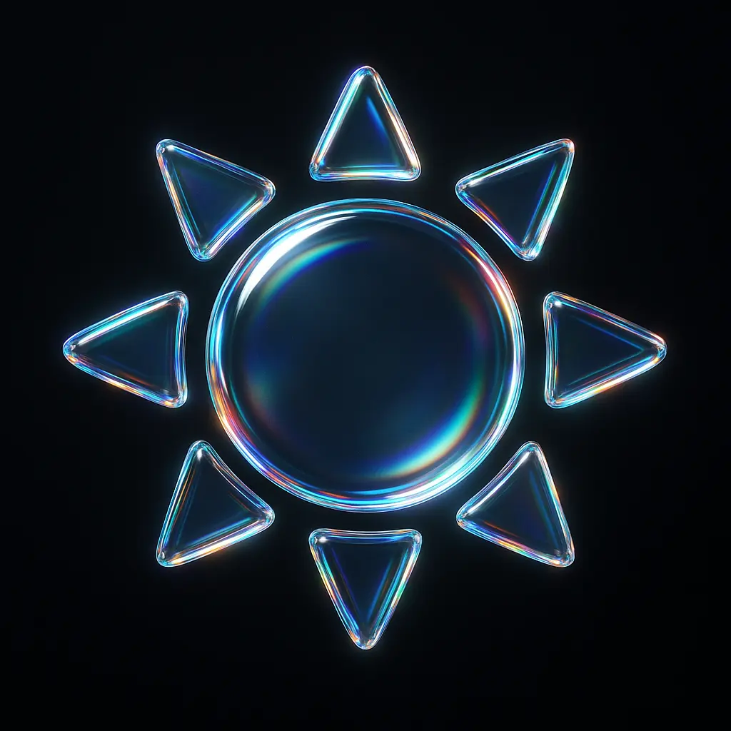 Iridescent Glass 3D Icon template sun rays
