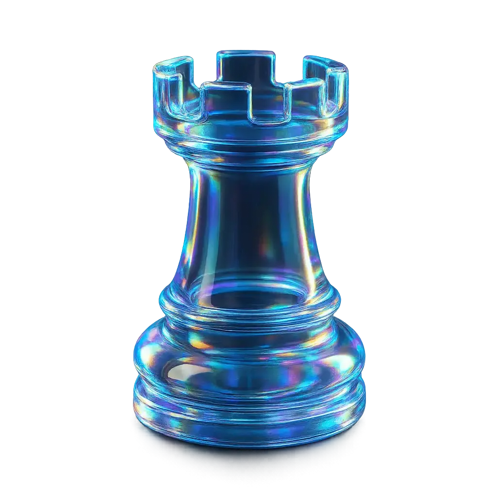 Iridescent Glass 3D Icon template chess rook