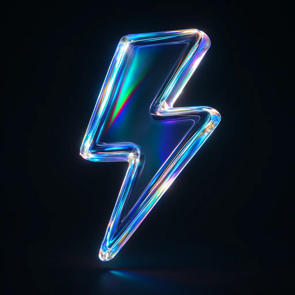 Iridescent Glass 3D Icon template lightning bolt