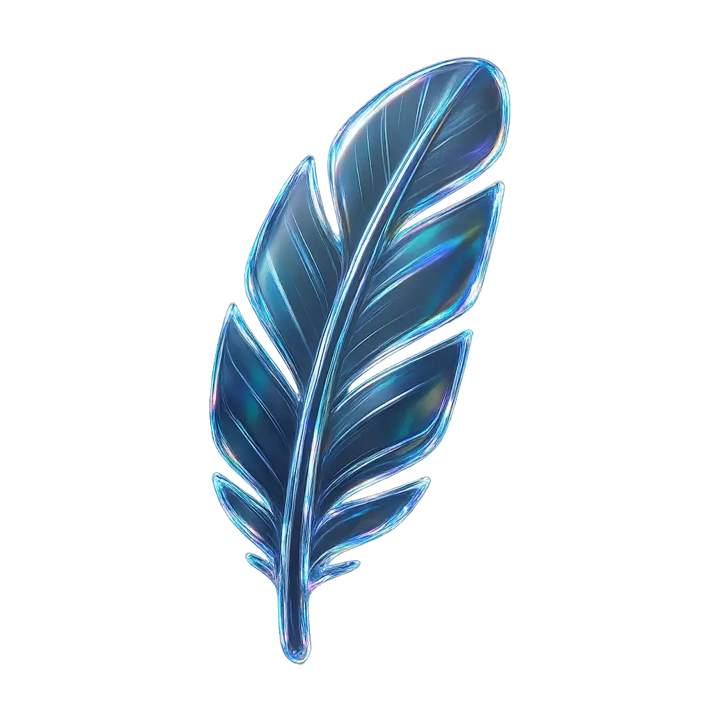 Iridescent Glass 3D Icon template feather