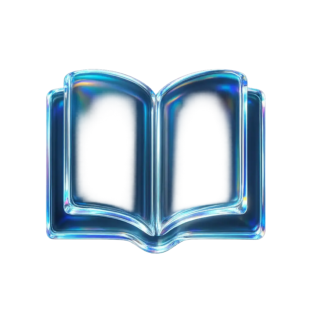 Iridescent Glass 3D Icon template open book