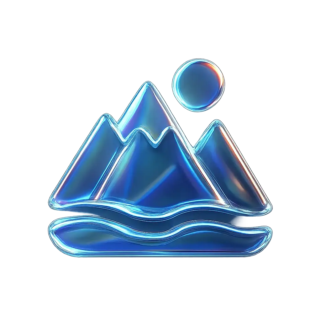Iridescent Glass 3D Icon template mountain landscape