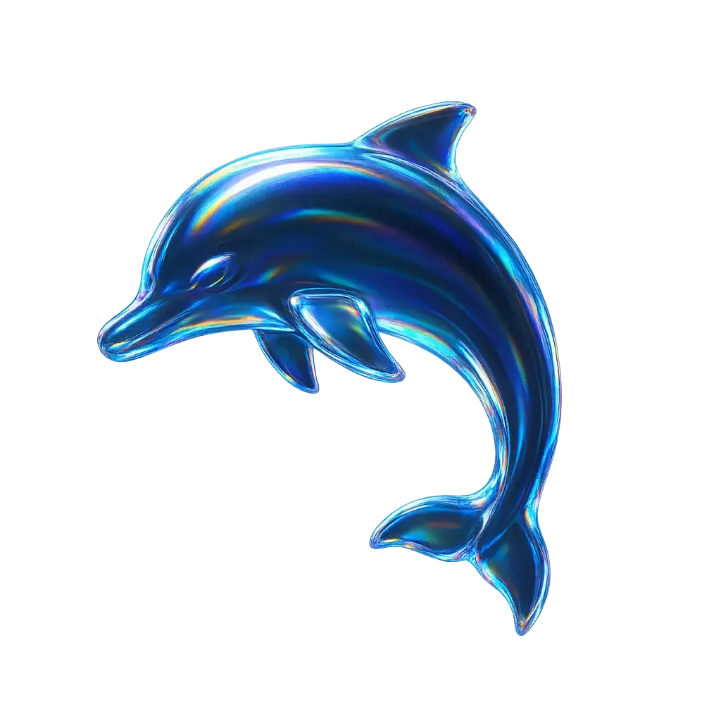 Iridescent Glass 3D Icon template dolphin silhouette