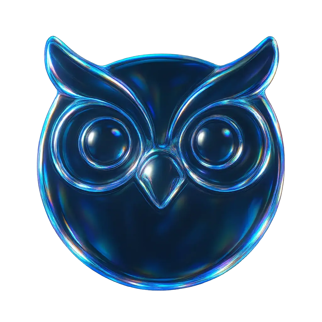 Iridescent Glass 3D Icon template owl face