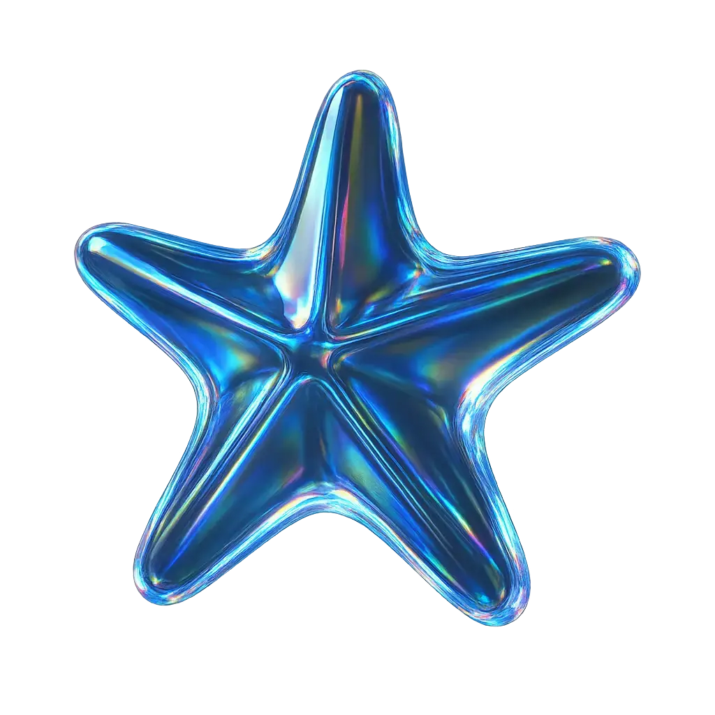Iridescent Glass 3D Icon template starfish