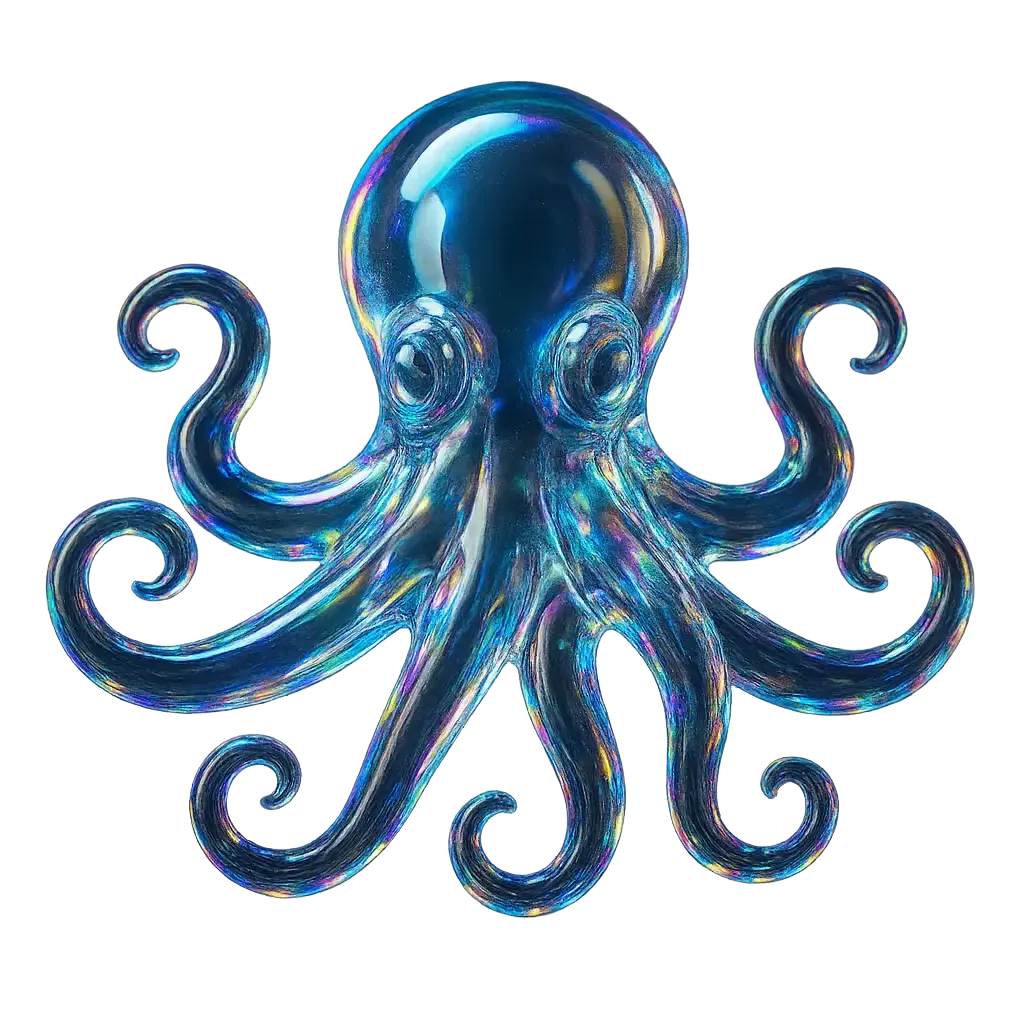 Iridescent Glass 3D Icon template octopus tentacles