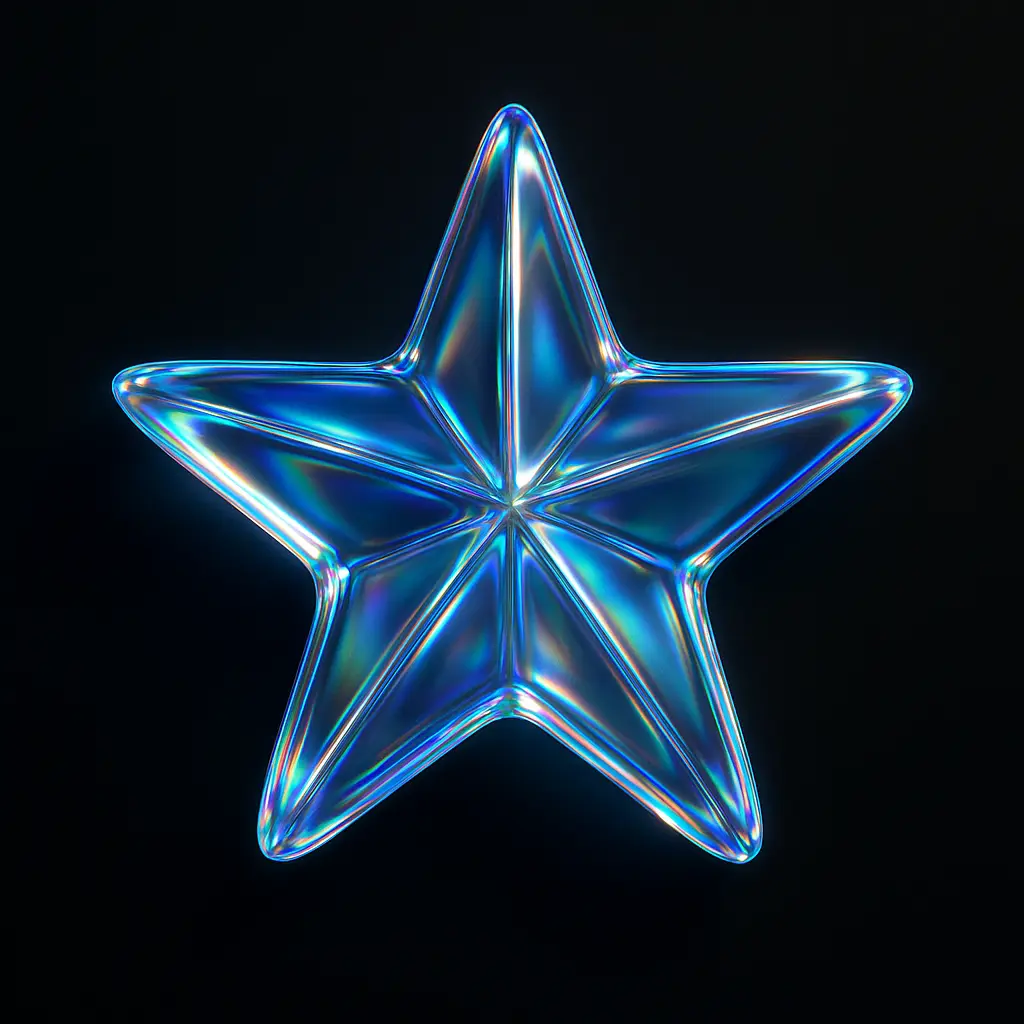 Iridescent Glass 3D Icon template five-point star
