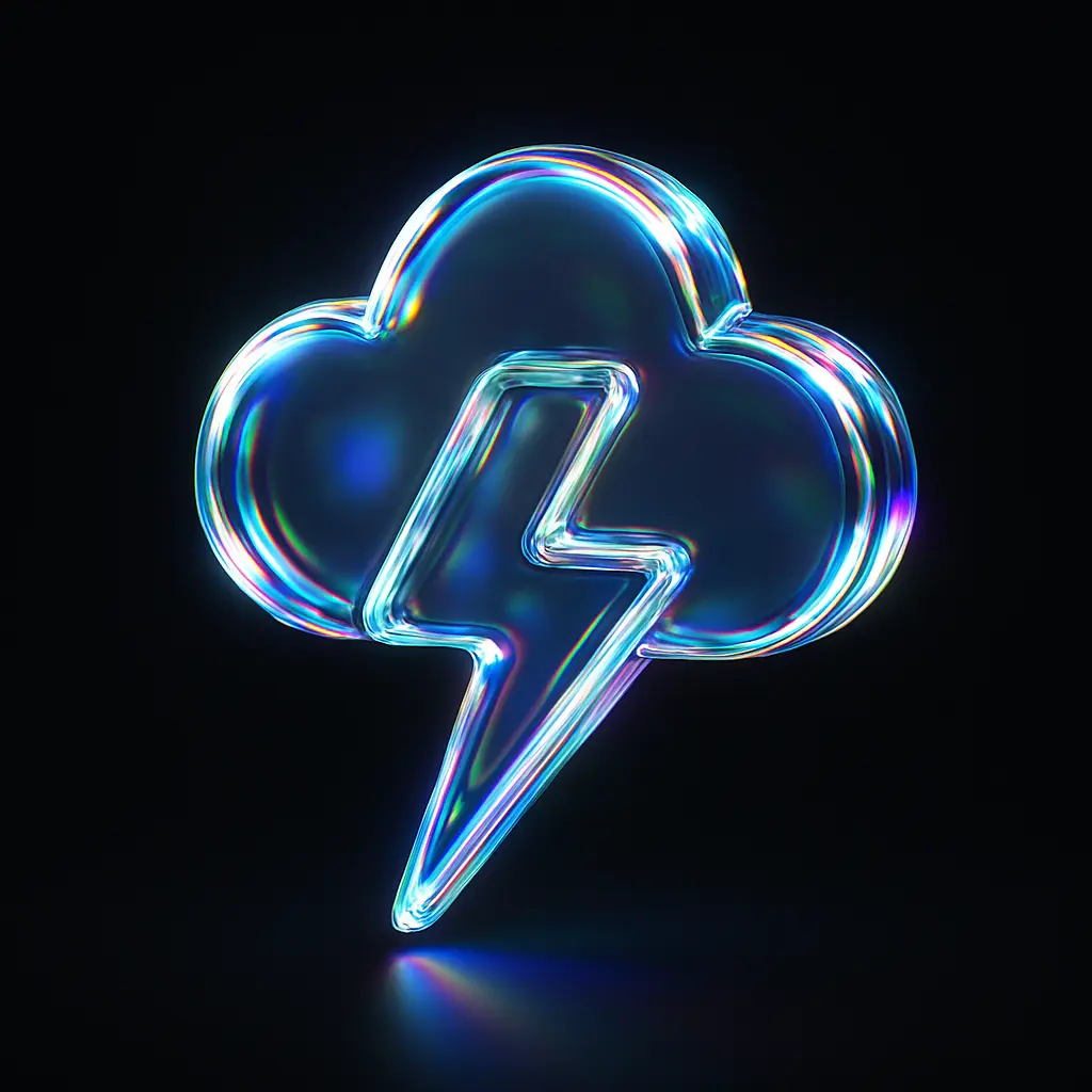 Iridescent Glass 3D Icon template cloud lightning