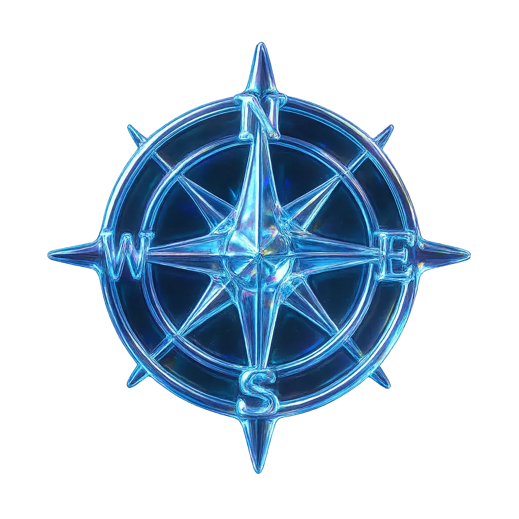 Iridescent Glass 3D Icon template compass rose