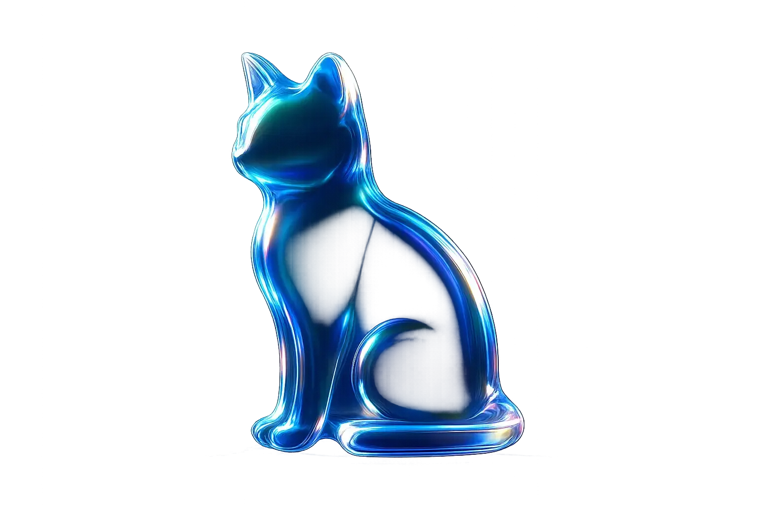 Iridescent Glass 3D Icon template cat silhouette