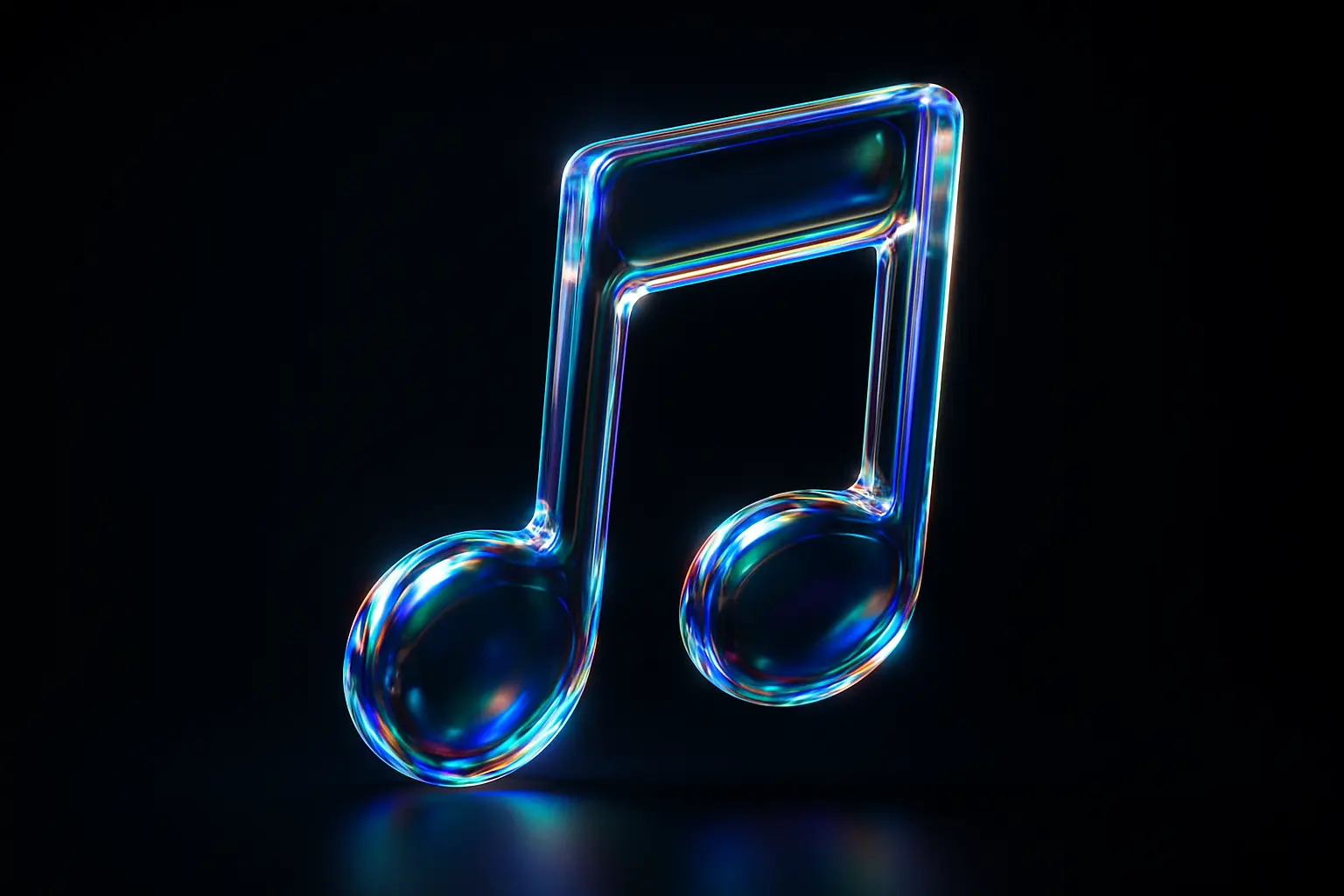Iridescent Glass 3D Icon template musical note