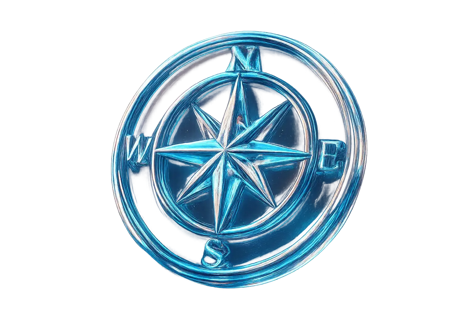 Iridescent Glass 3D Icon template compass rose
