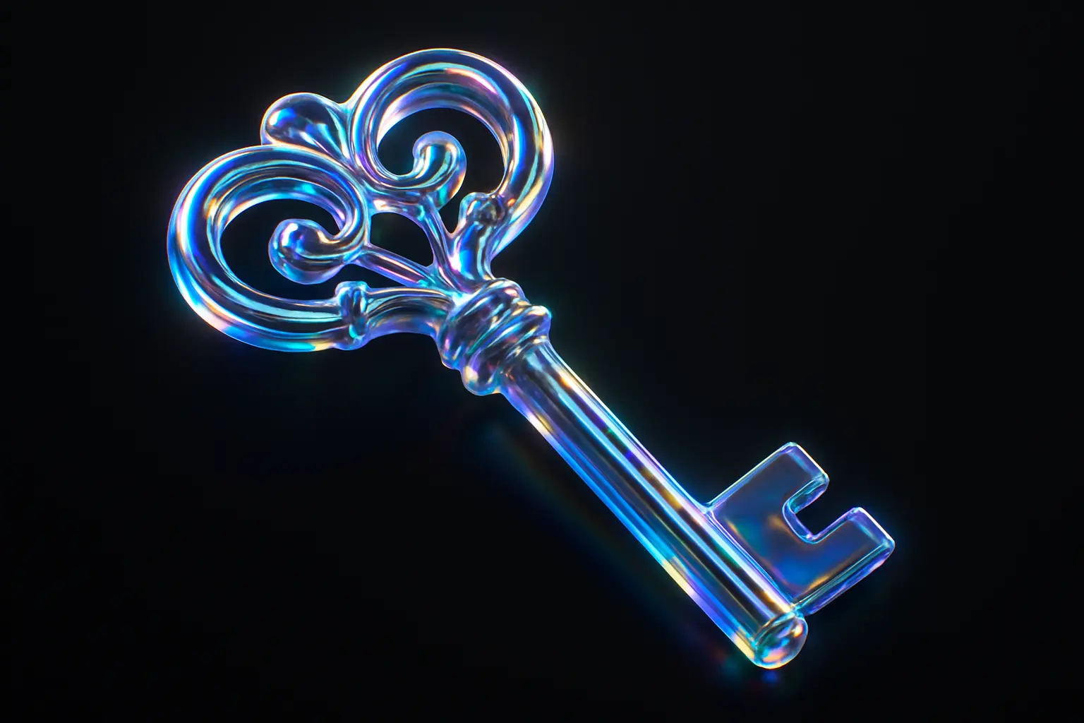 Iridescent Glass 3D Icon template ornate key