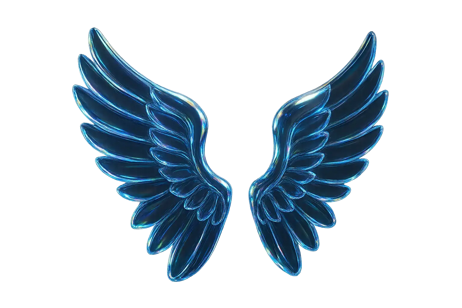 Iridescent Glass 3D Icon template angel wings