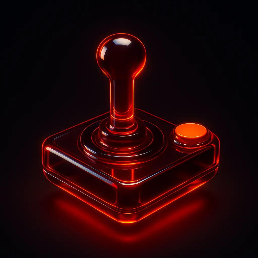 3D Glass-gel Icon template of joystick in red and orange