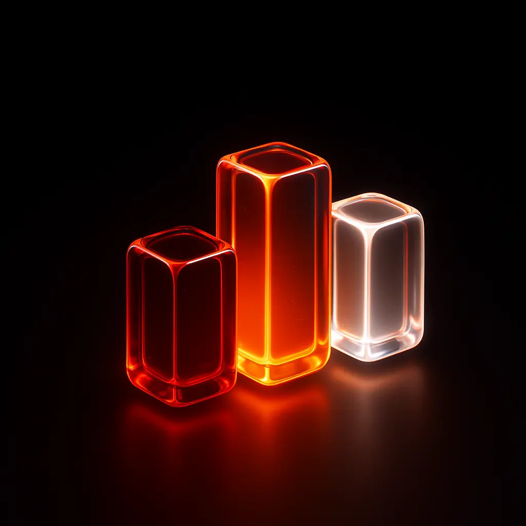 3D Glass-gel Icon template bar chart glowing red