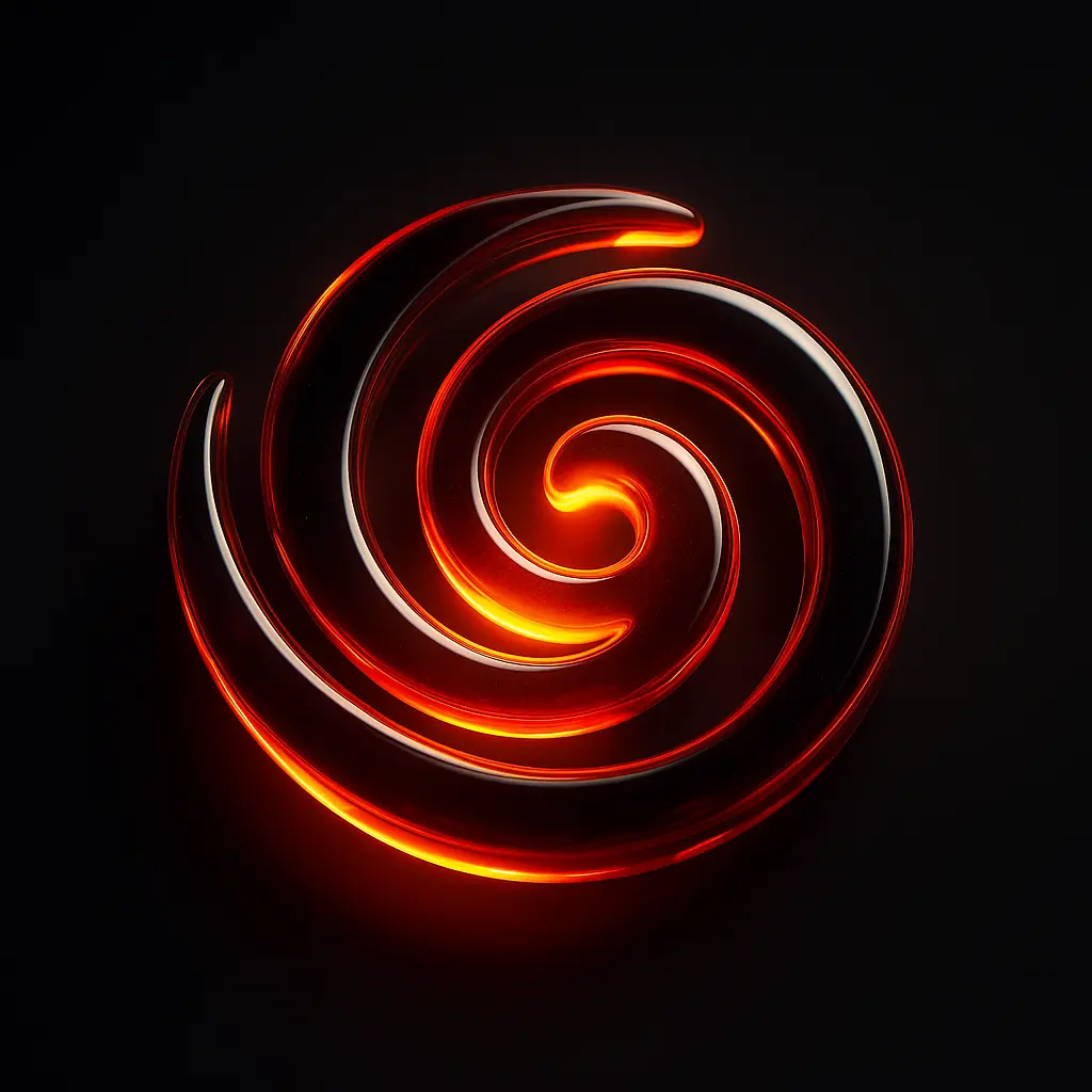 3D Glass-gel Icon template spiral galaxy in red tones