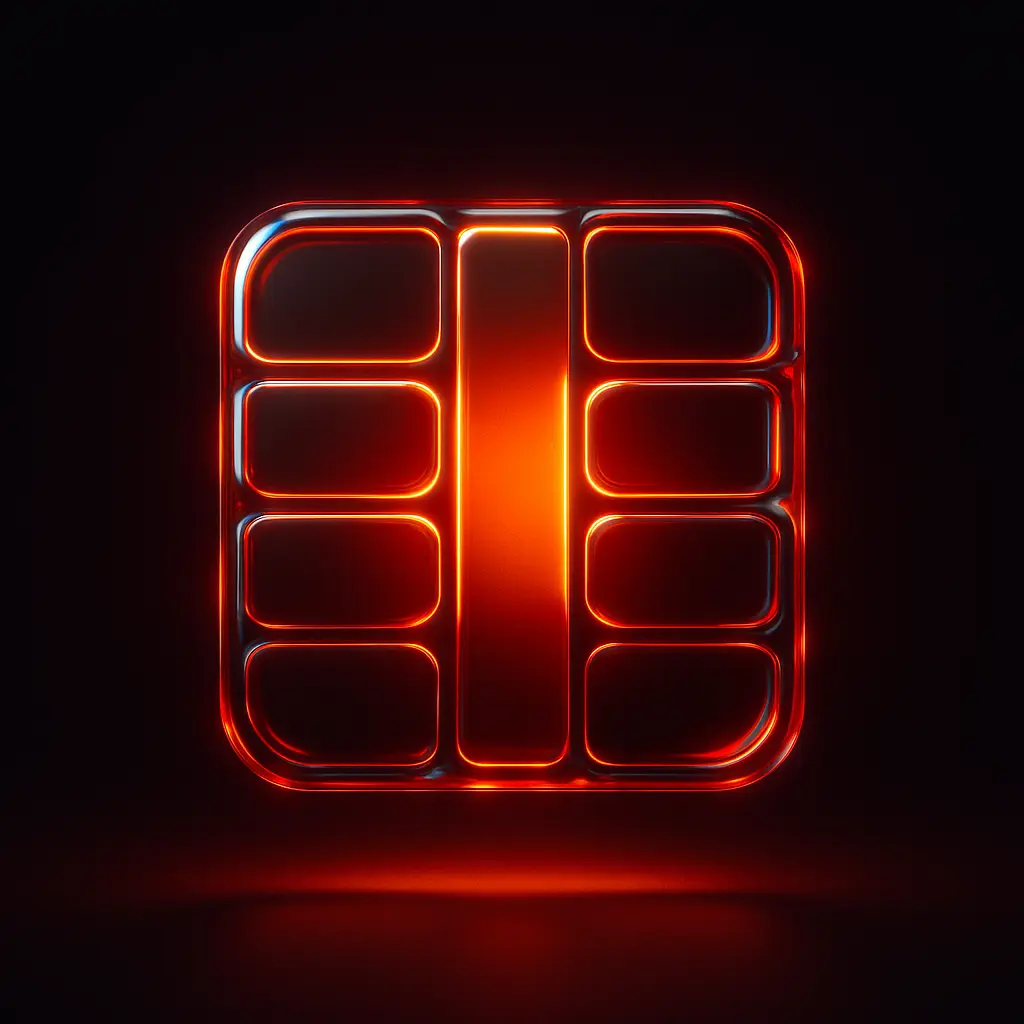 3D Glass-gel Icon template credit card chip in red
