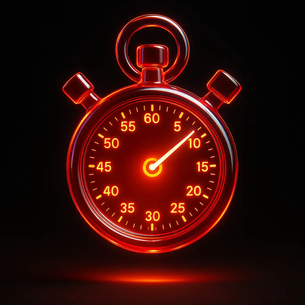 3D Glass-gel Icon template stopwatch with glowing red