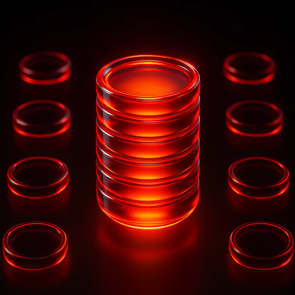 3D Glass-gel Icon template stack of coins red glass