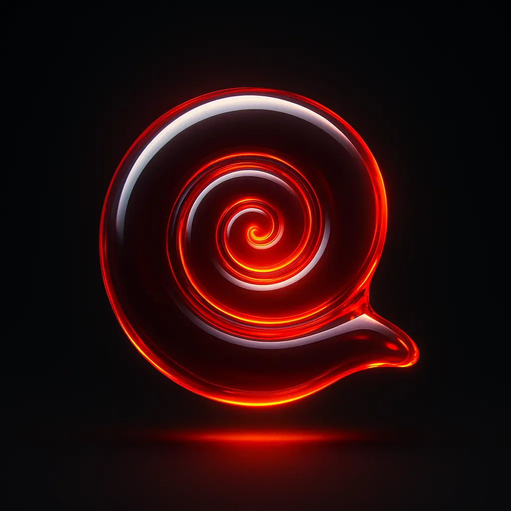 3D Glass-gel Icon template spiral seashell red orange