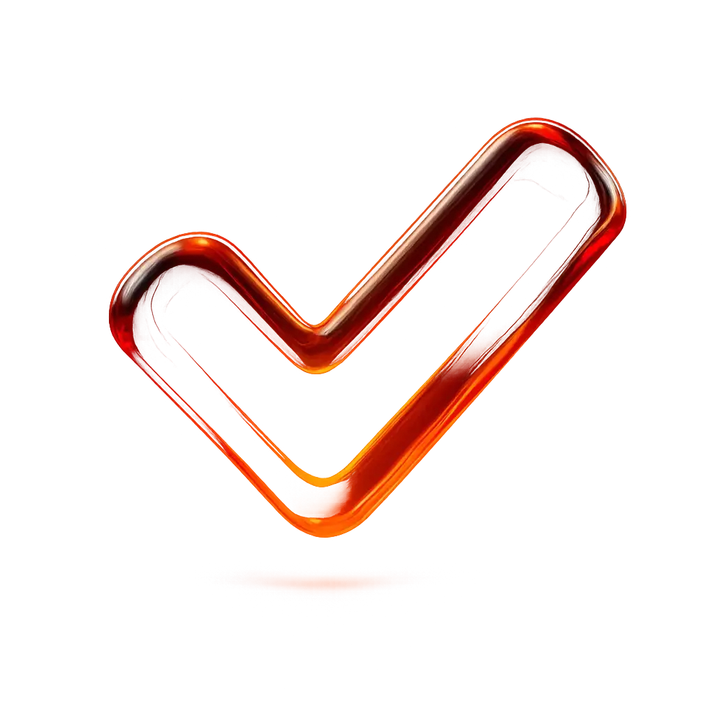 3D Glass-gel Icon template stylized checkmark red orange