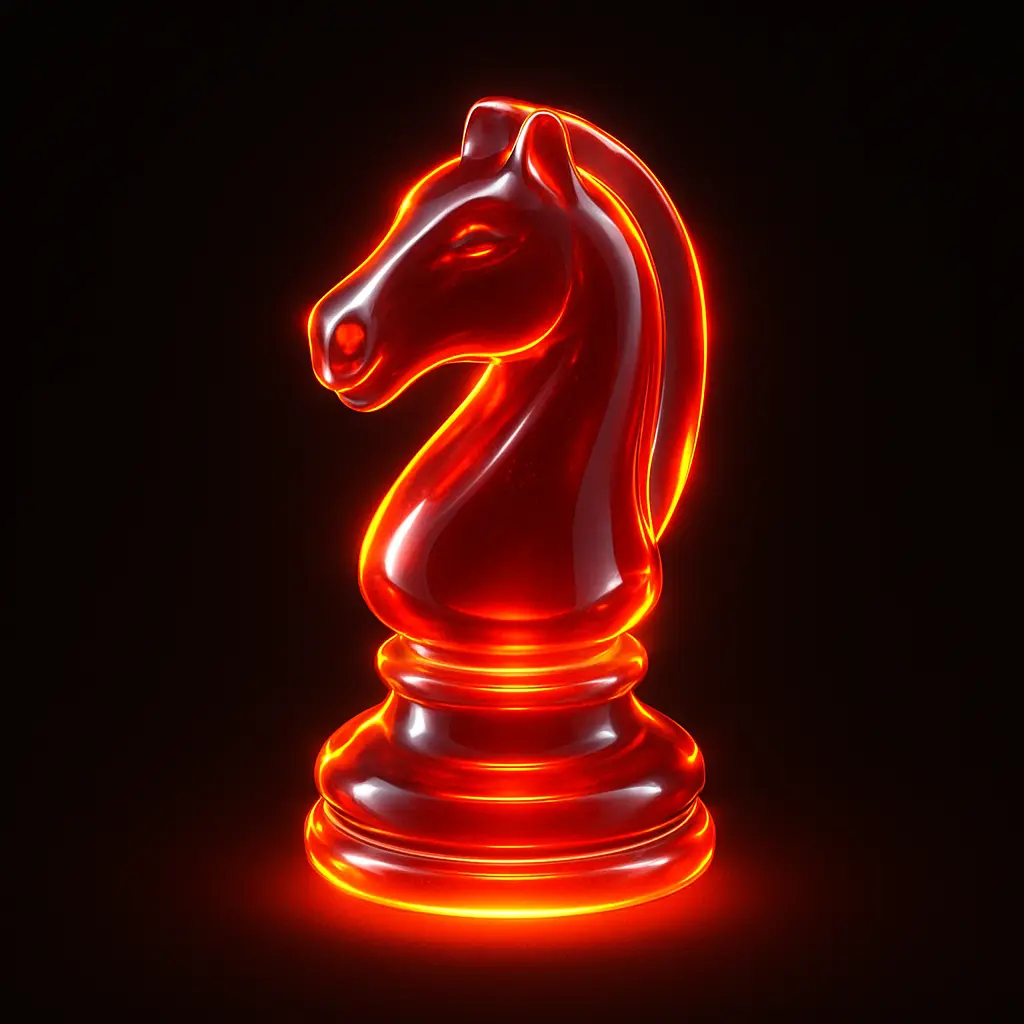 3D Glass-gel Icon template red chess knight