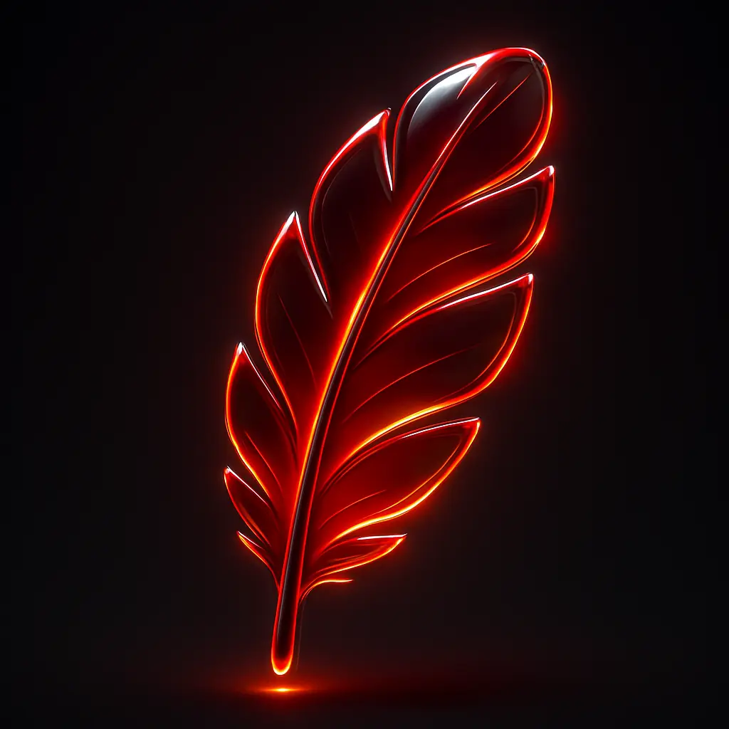 3D Glass-gel Icon template single feather red orange
