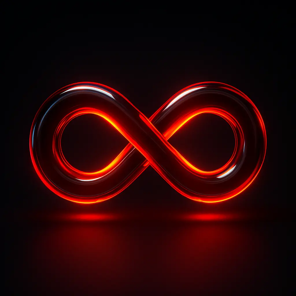 3D Glass-gel Icon template infinity symbol red orange