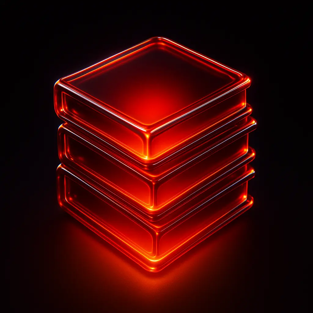 3D Glass-gel Icon template stack of books red orange