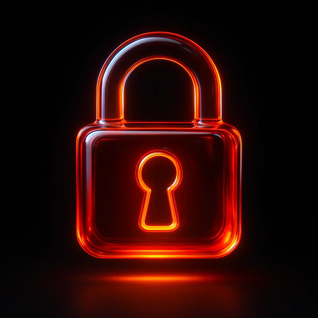 3D Glass-gel Icon template padlock red orange accent