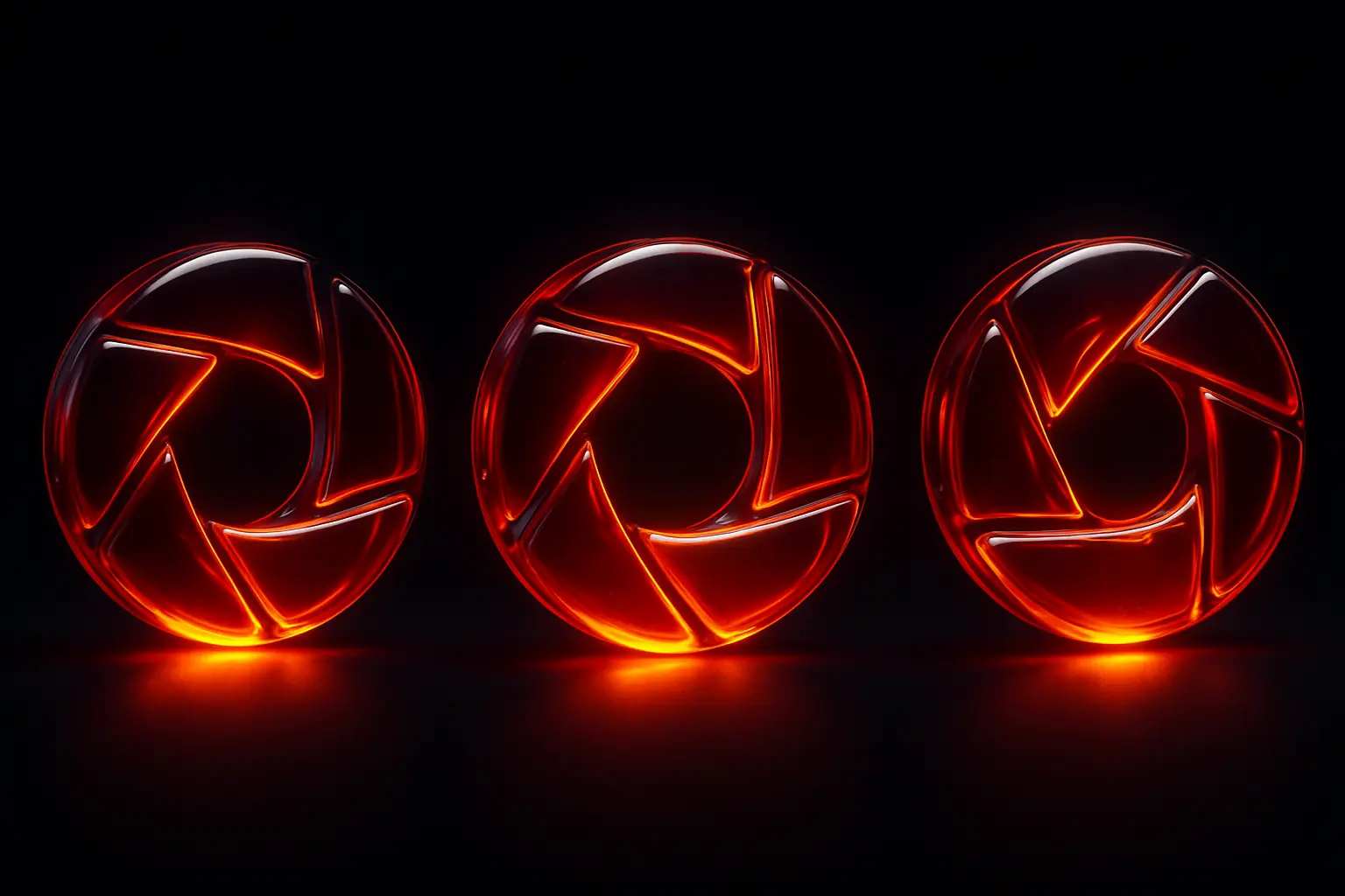 3D Glass-gel Icon template aperture symbol glowing red