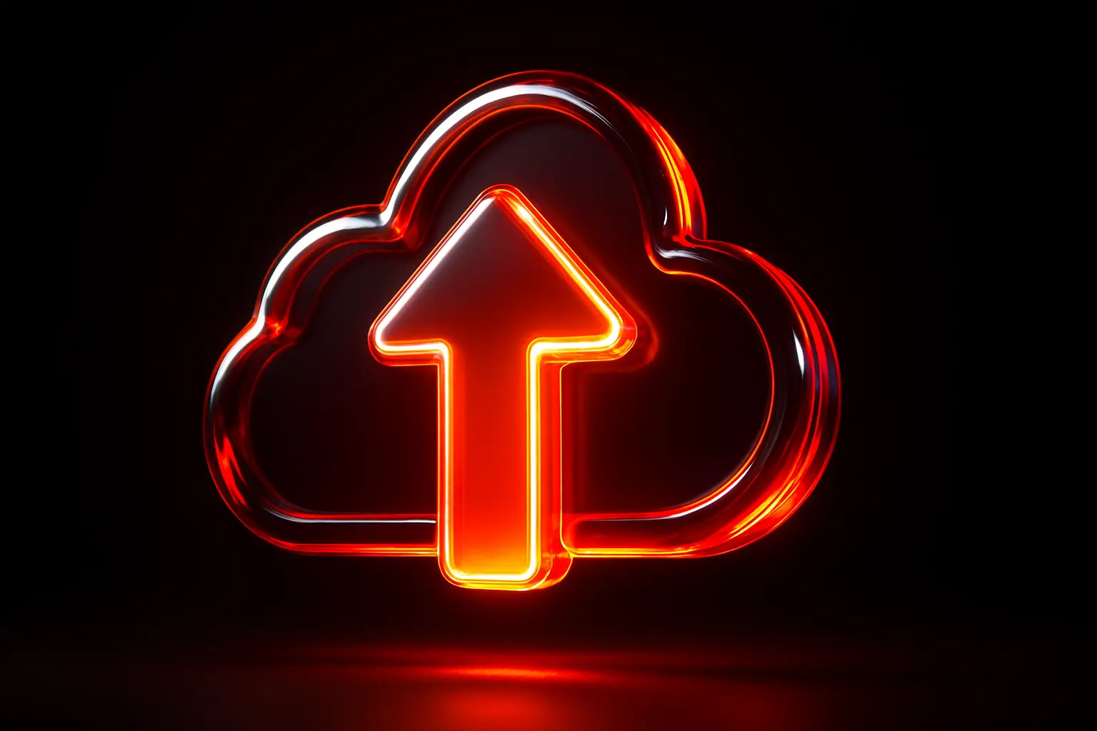 3D Glass-gel Icon template of cloud upload arrow
