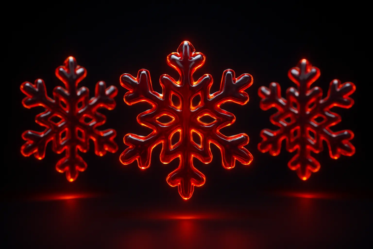 3D Glass-gel Icon template snowflake with red orange glow