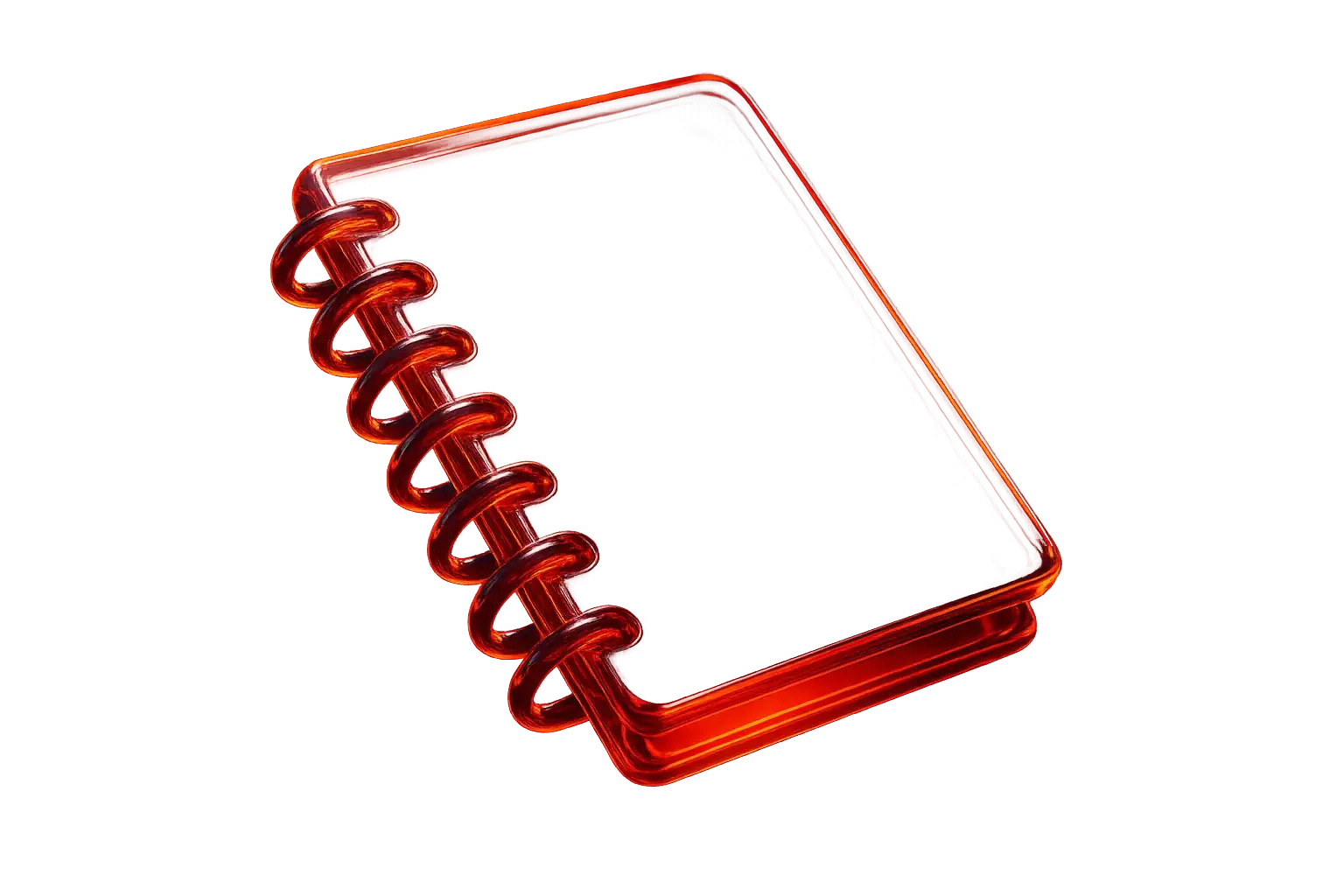3D Glass-gel Icon template spiral notebook glowing red