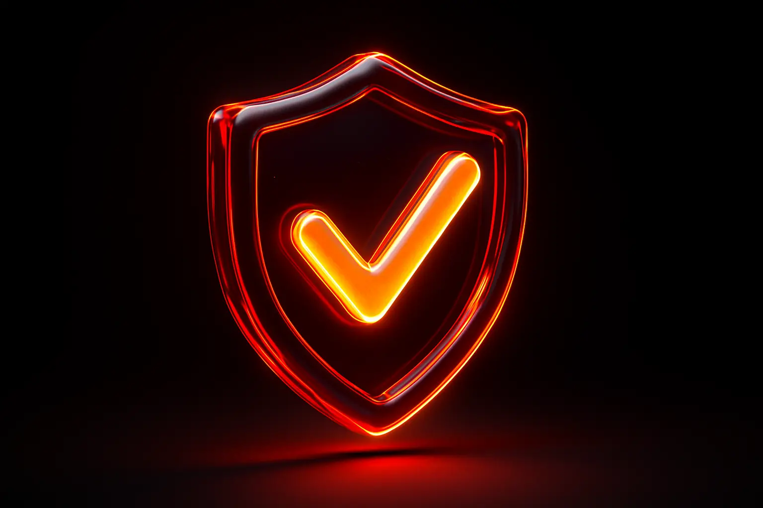 3D Glass-gel Icon template shield checkmark red orange
