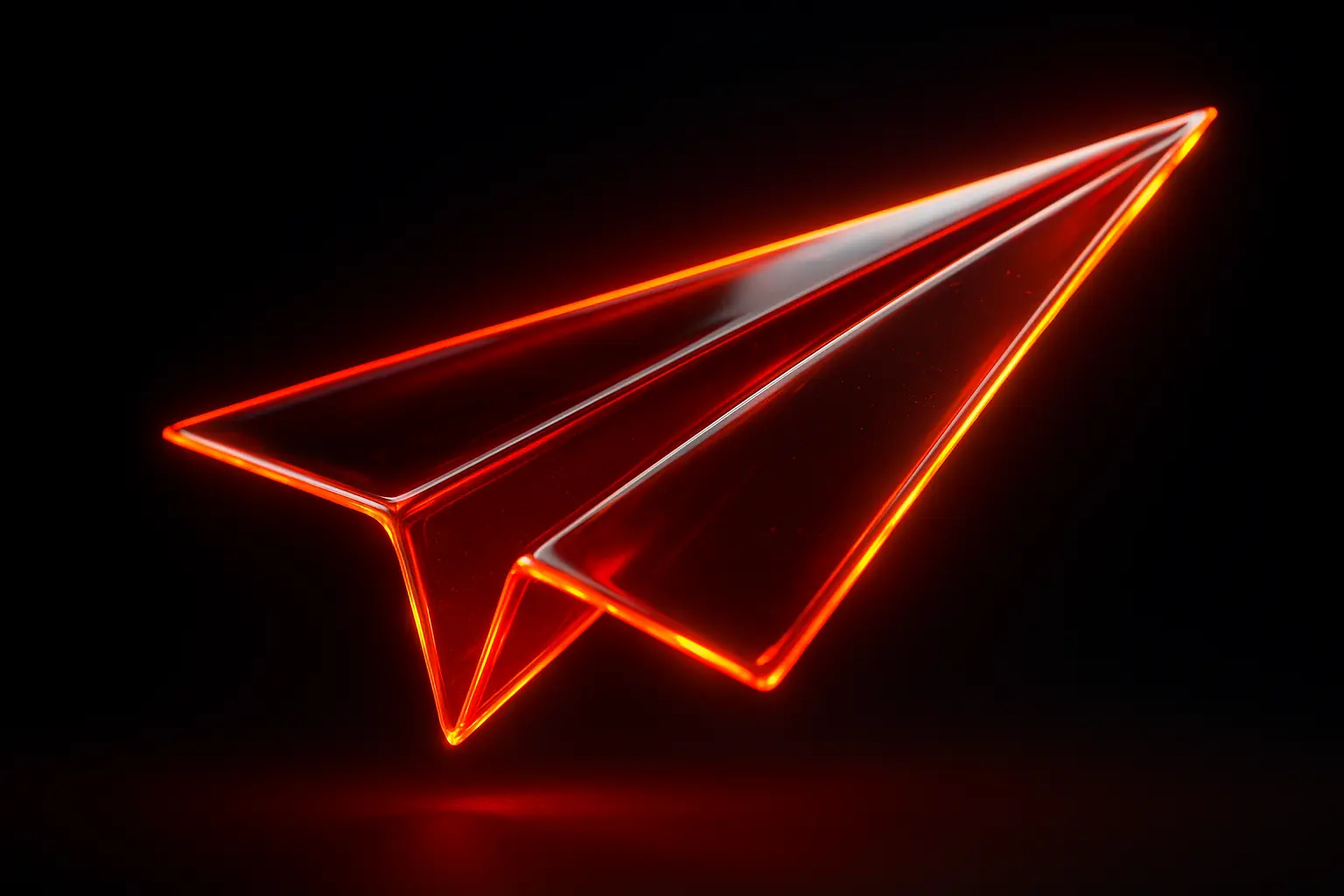 3D Glass-gel Icon template paper airplane in red glass