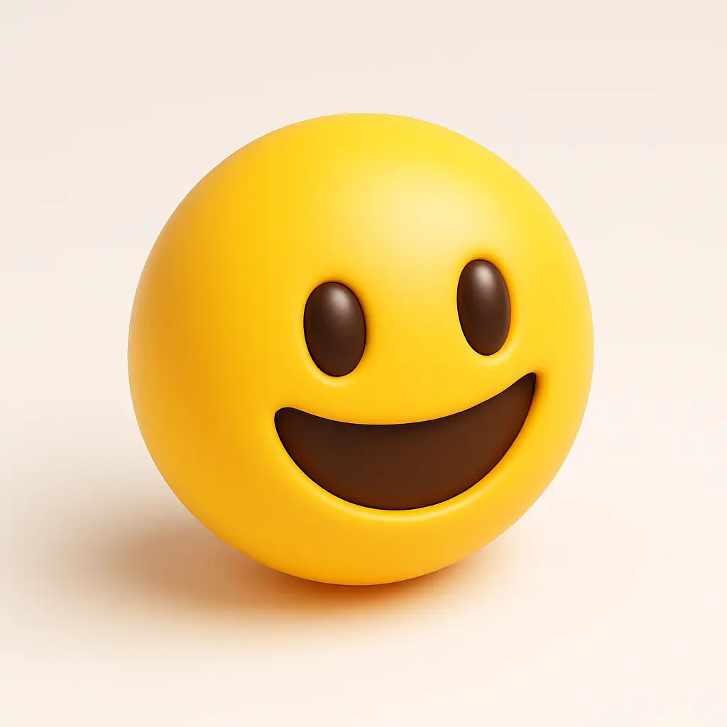 3D emoji icon template with smiling face and playful colors