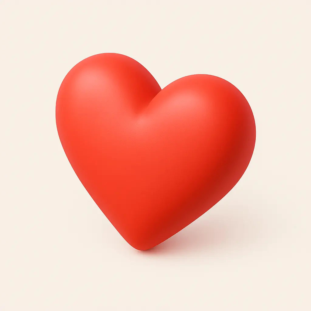 3D emoji icon template of bright red heart