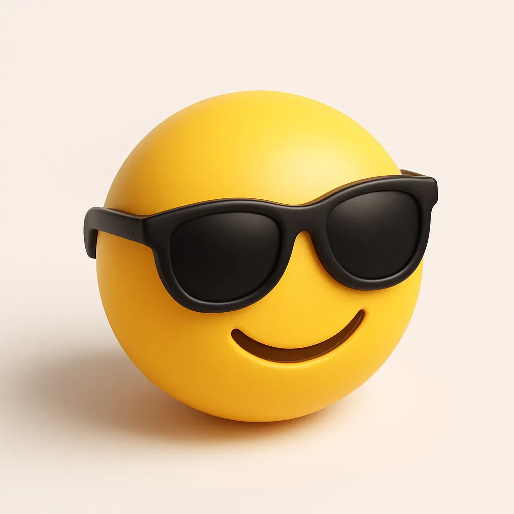 3D emoji icon template with cool sunglasses face