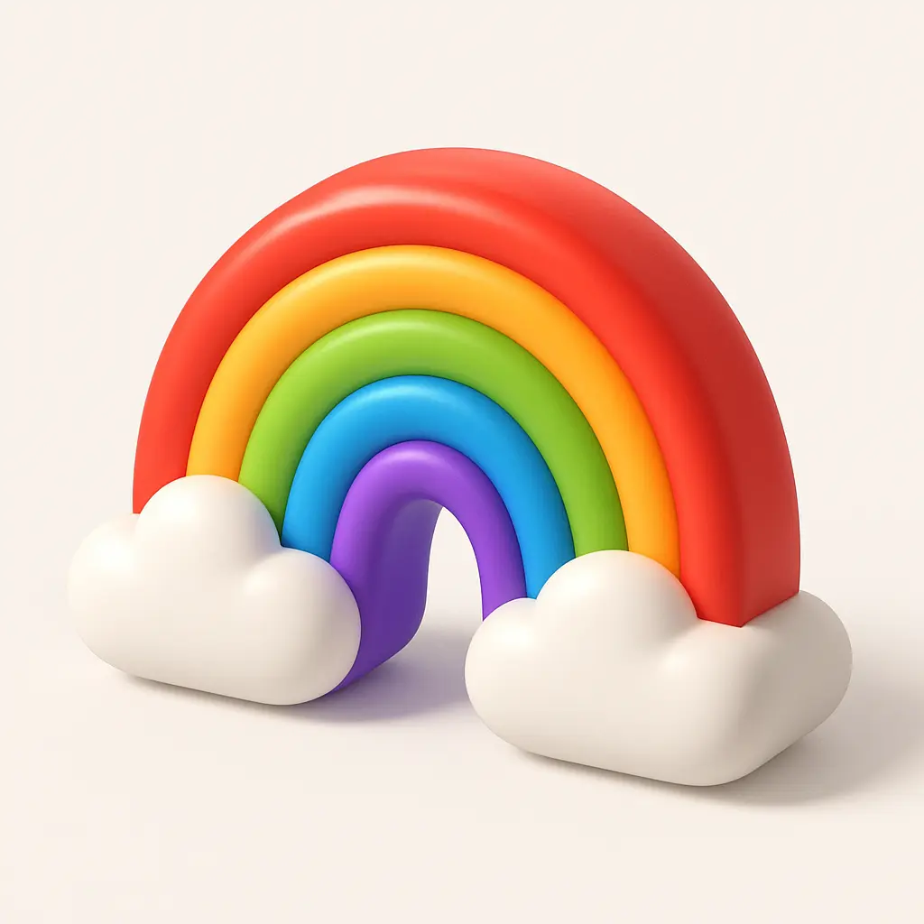 3D emoji icon template of colorful rainbow