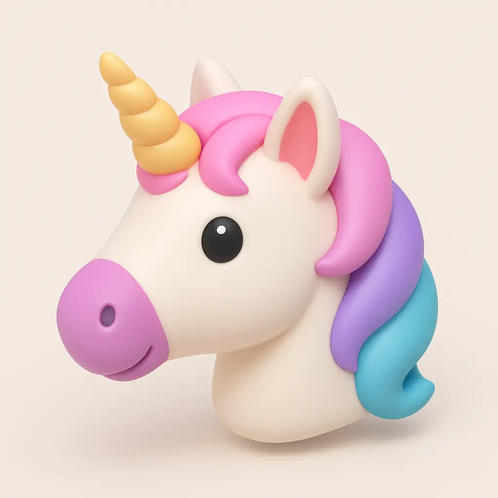 3D emoji icon template showing pastel unicorn