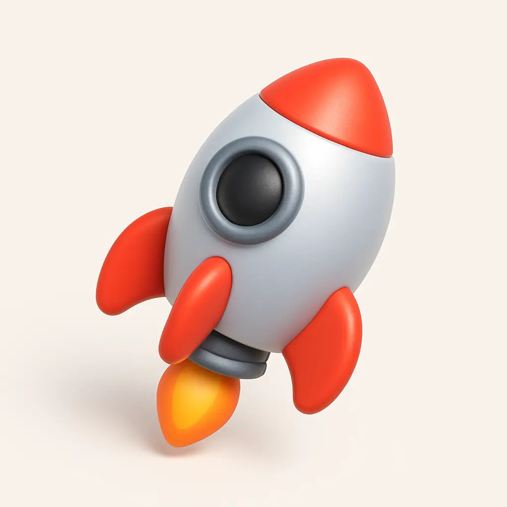 3D emoji icon template featuring silver rocket