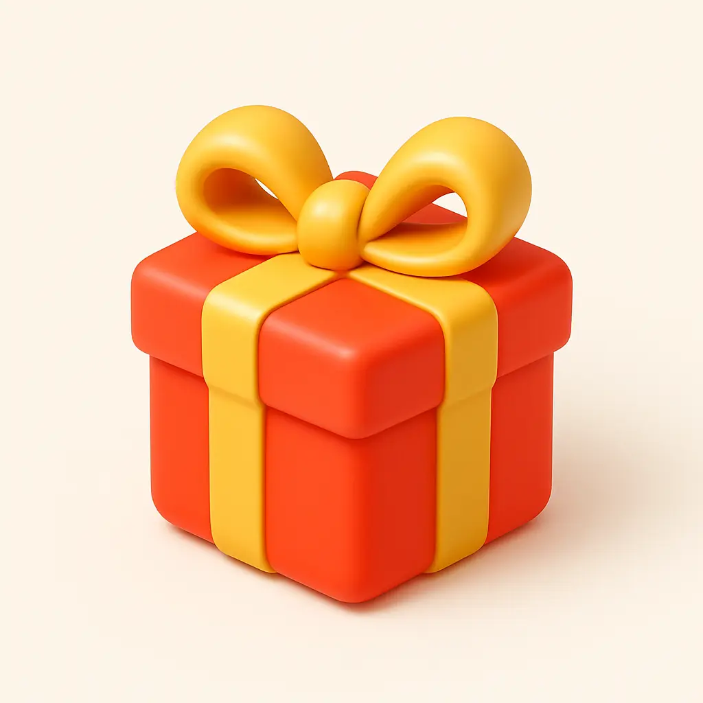 3D emoji icon template with festive gift box