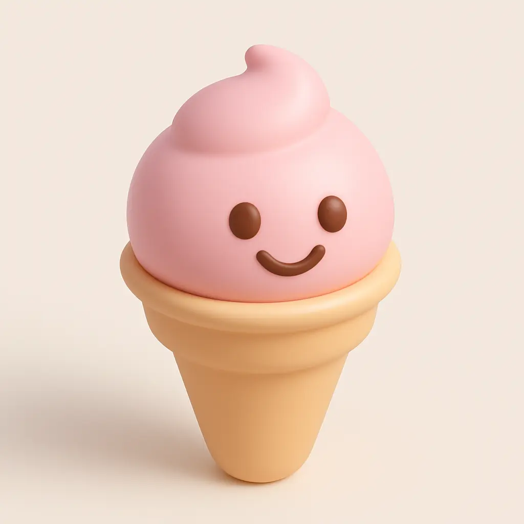 3D emoji icon template of ice cream cone
