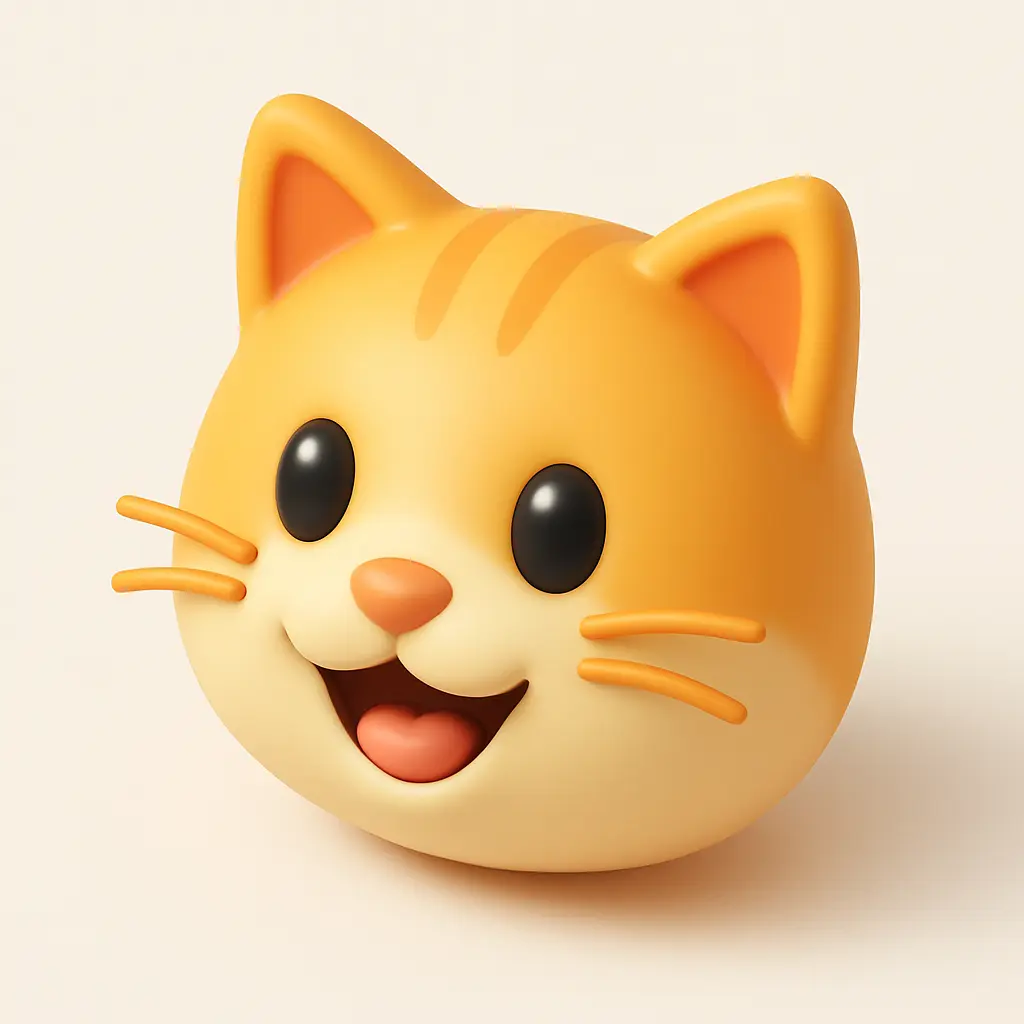 3D emoji icon template with orange cat face