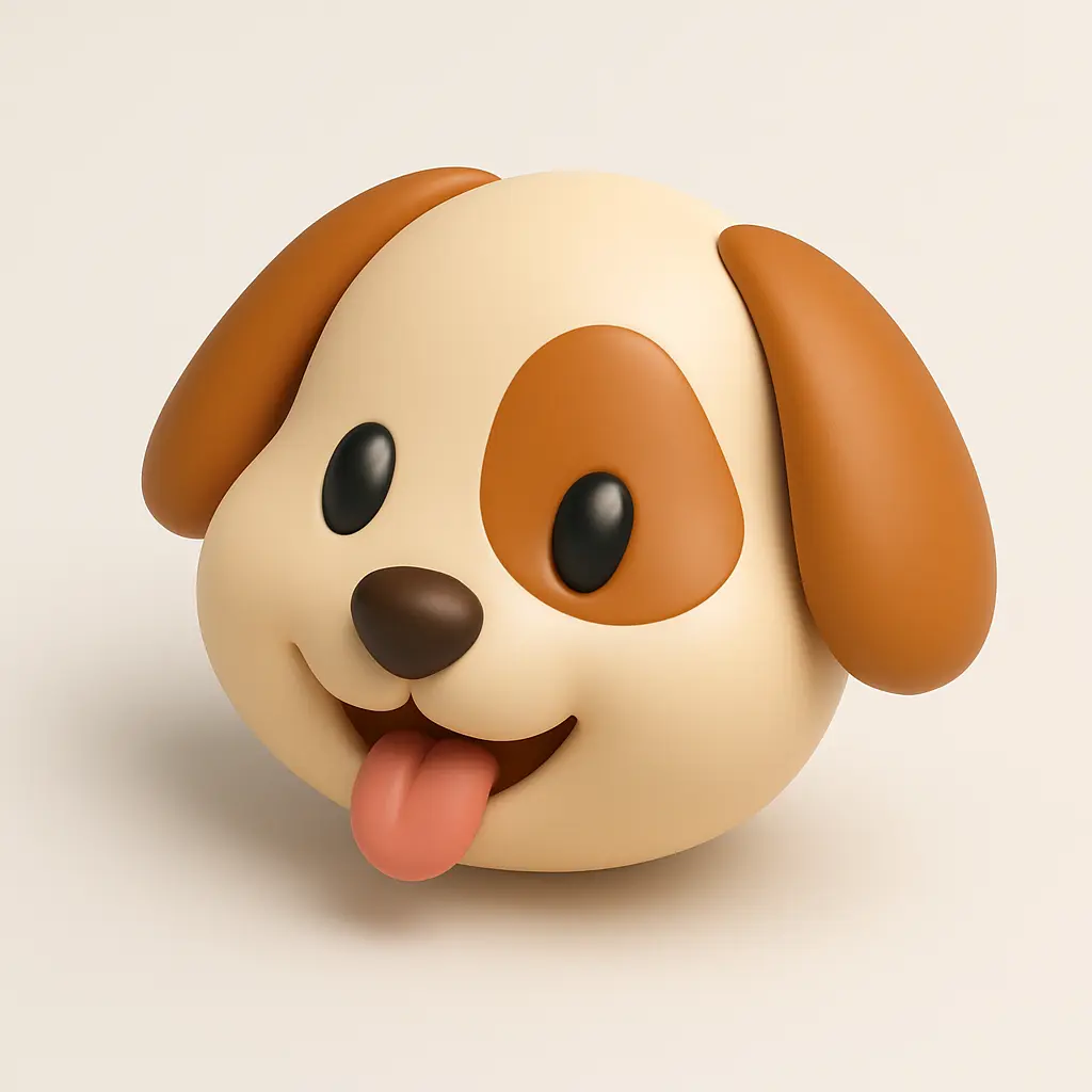 3D emoji icon template with brown dog face